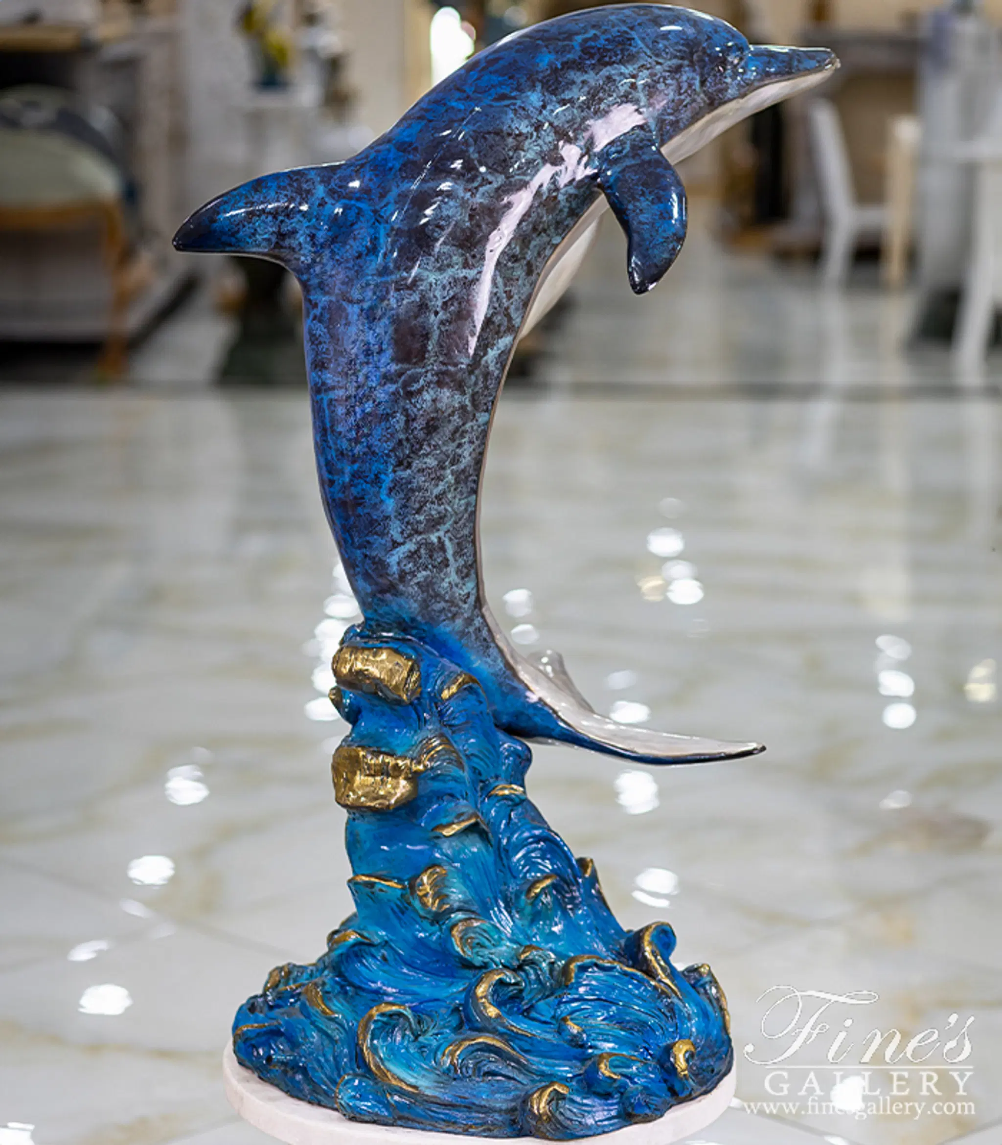 Bronze Fountains - Single Bronze Dolphin Fountain - BF-936